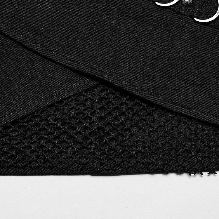 Black Punk Overlapping Skirt