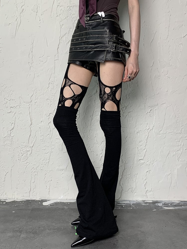Black Y2K Cut-out Design Tights
