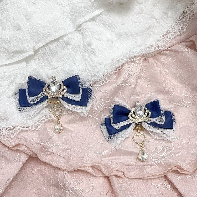 11 Colors Jirai Kei Crown Rhinestone Bow Hair Clip