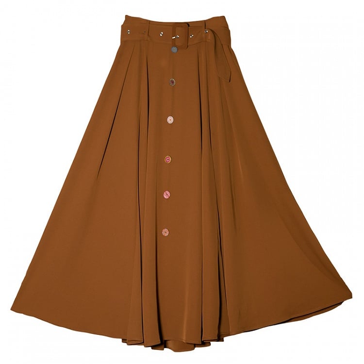 Caramel Latte Vintage Open Front Long Skirt