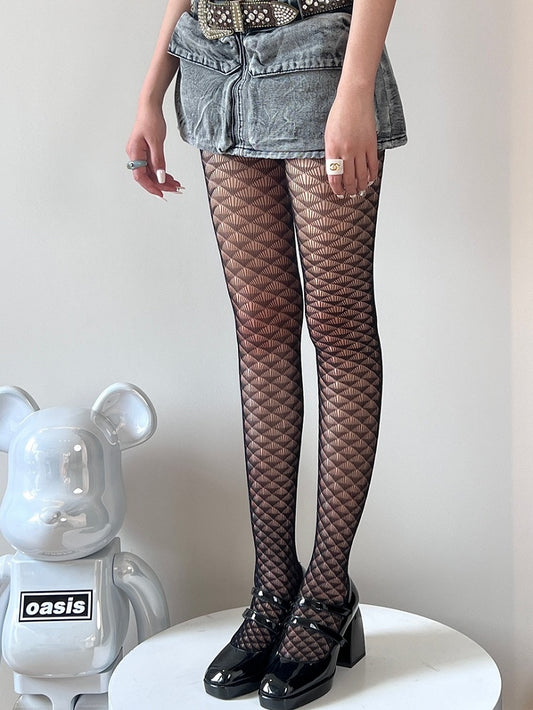 Black Y2K Cut-out Design Tights