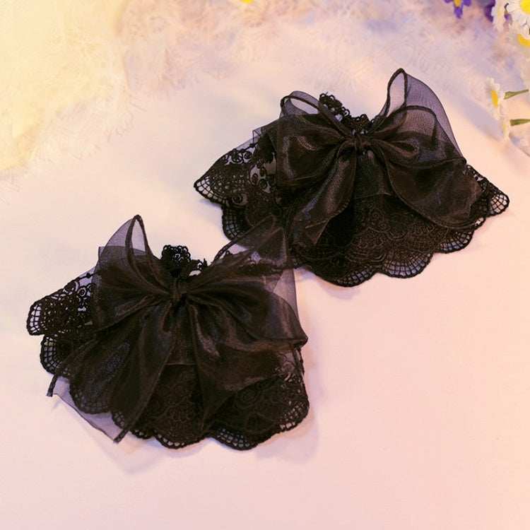 Black/White Bowknot Decorated Lace Wrist Cuffs