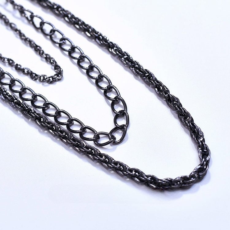 Black Steampunk Waist Belt + Cross Charm Waist Chain