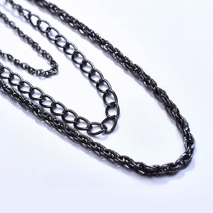 Black Steampunk Waist Belt + Cross Charm Waist Chain