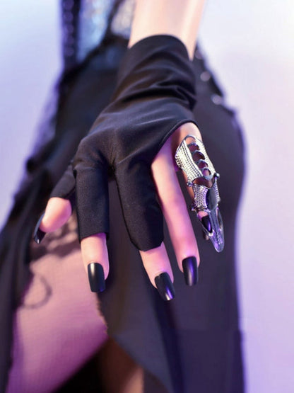 Black Cyberpunk Three-finger Gloves