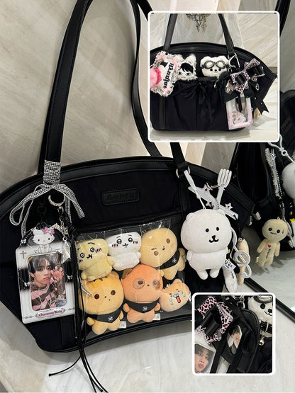 Black Fan-shaped Ita Shoulder Bag