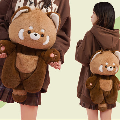 Brown 35cm/50cm Plush Red Panda Backpack Detachable Shoulder Straps