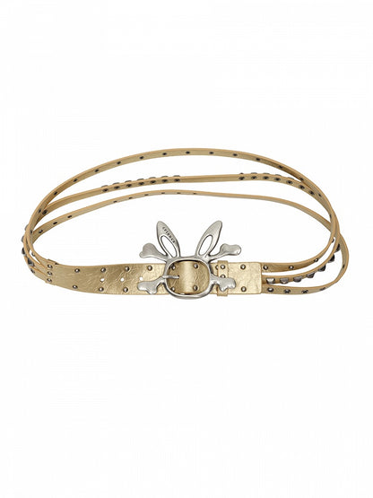 Black/Gold Bunny Skeleton PU Waist Belt