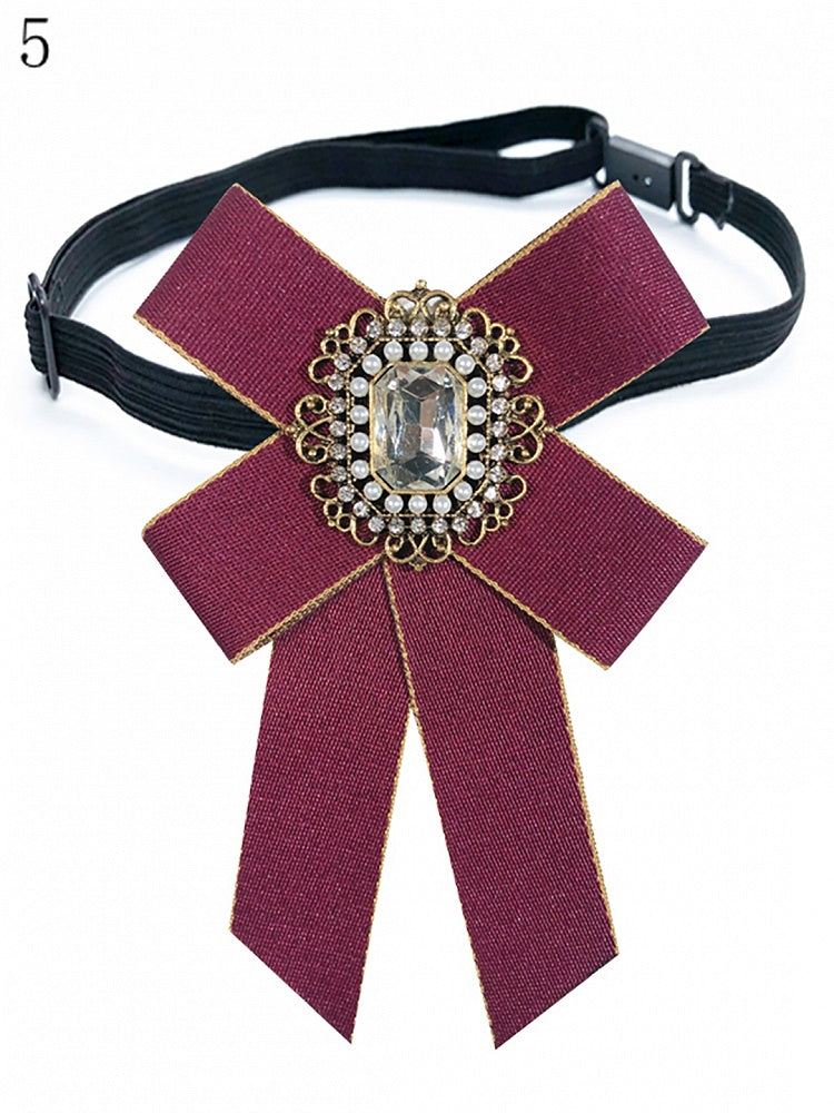 8 Options Preppy Style Rhinestone Decorated Bow Tie