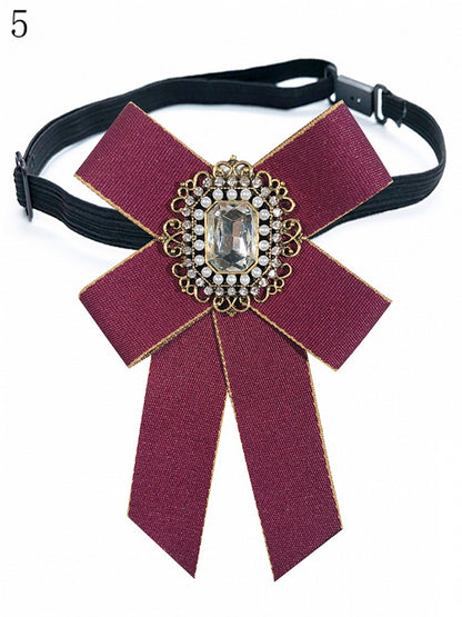 8 Options Preppy Style Rhinestone Decorated Bow Tie