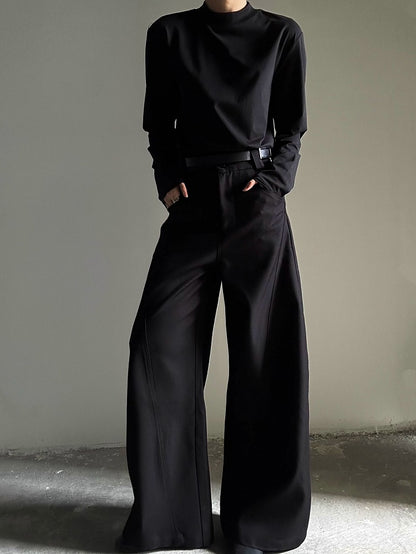 Ouji Lolita Black Unisex Long Sleeve Mock Neck T-shirt