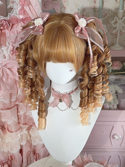 Pink Floral Design Bowknot Hairclip