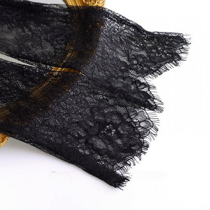 Black/White Hollow-out Design Lace Gloves