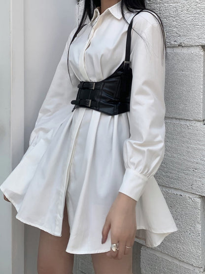 2 Options Black PU Buckle Corset Belt