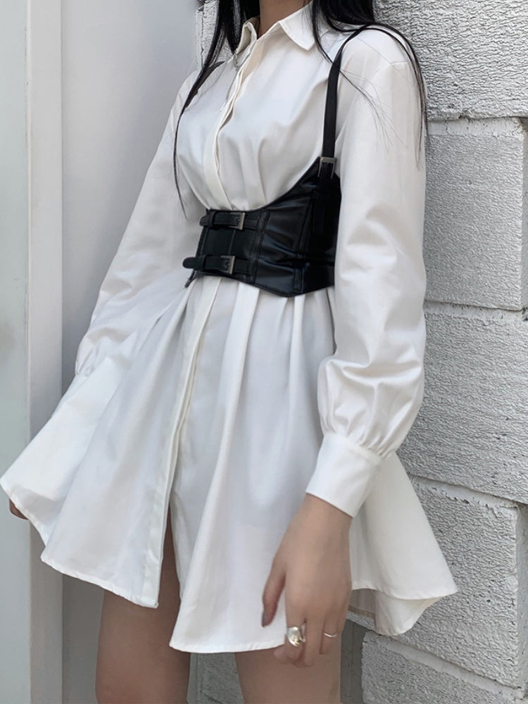 2 Options Black PU Buckle Corset Belt
