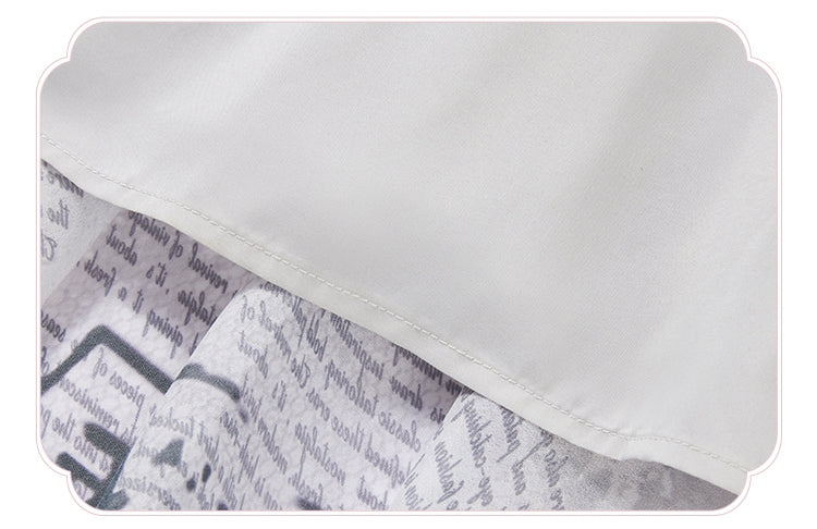 Newspaper Print Layered Handkerchief Skirt Elegant Dress Lolita Jumper Skirt