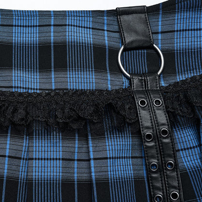 Black and Blue Sweet Punk Pleated Skirt