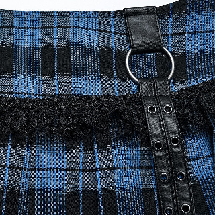 Black and Blue Sweet Punk Pleated Skirt