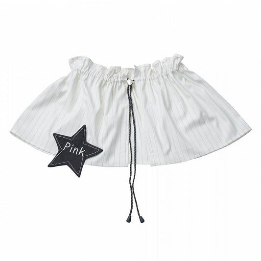 White Striped Drawstring Elastic Waist Accessory with Star Patch