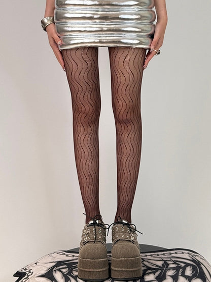 Black/Gray/Brown/White/Pink Water Ripple Tights