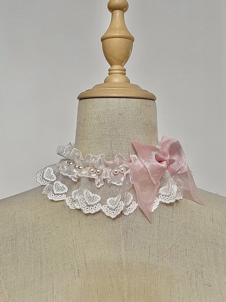 Pink / Black Bow and Bead Details Choker