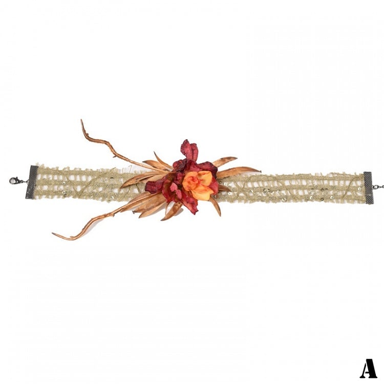 Fairy Goth Red / Green Flower Choker