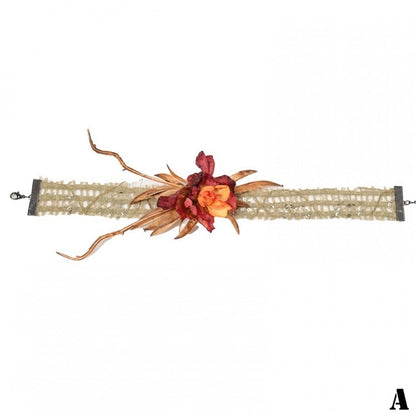 Fairy Goth Red / Green Flower Choker