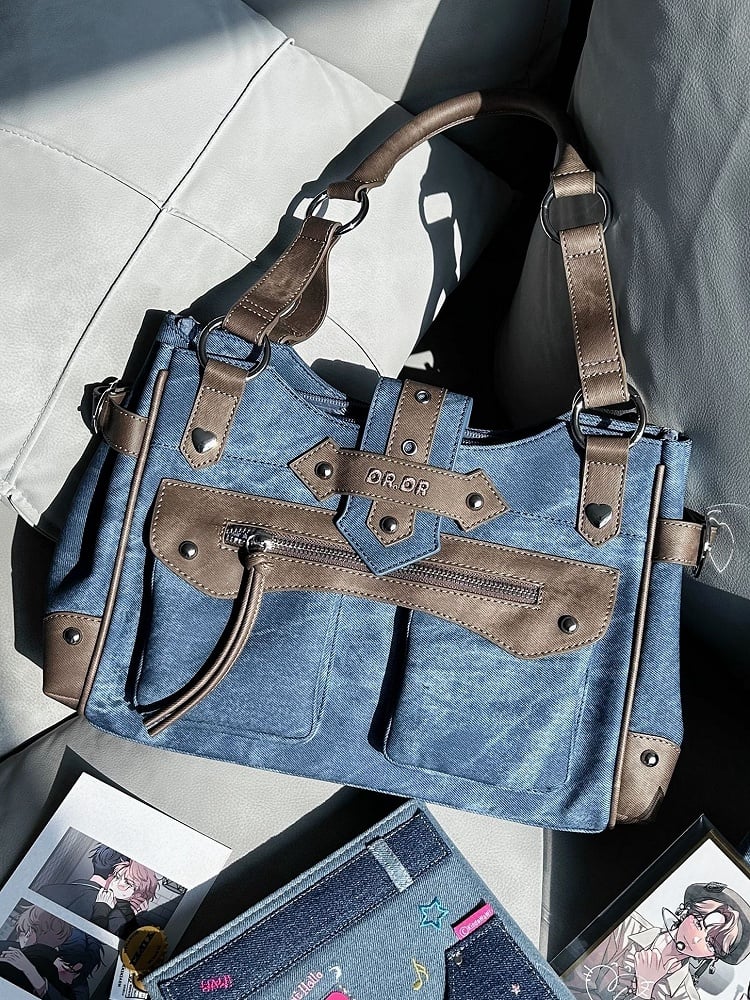 Denim Blue Motorcycle Ita Shoulder Bag