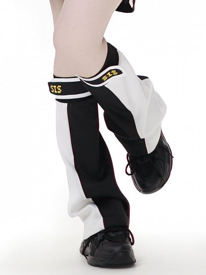 Black & White Colorblock Design Leg Warmers