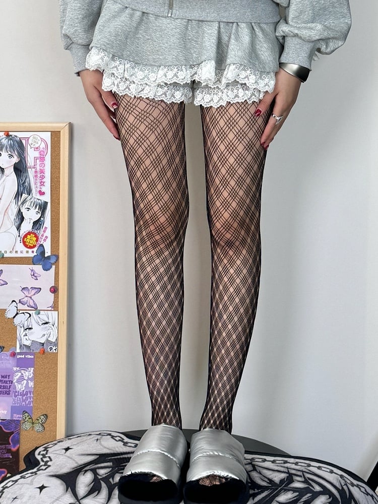 Black Plaid Tights