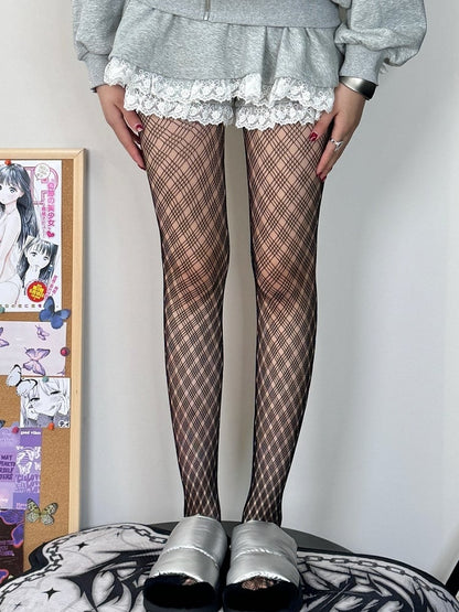 Black Plaid Tights
