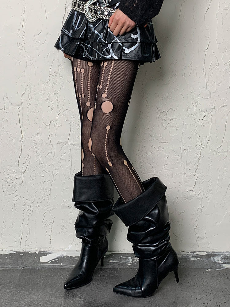 Black Gothic Cut-out Asymmetrical Design Tights