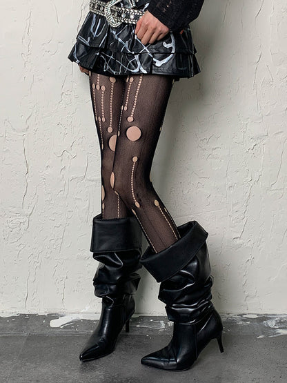 Black Gothic Cut-out Asymmetrical Design Tights