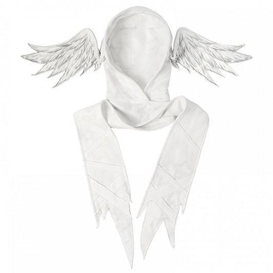 White Angel Wings Hat and Asymmetrical Hem Scarf All-in-one