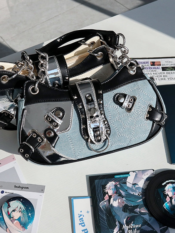 Blue and Black Skeleton Kitty Ita Bag