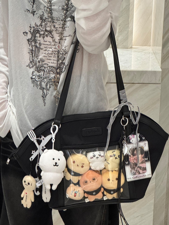 Black Fan-shaped Ita Shoulder Bag