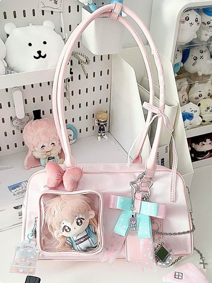 Pink Ita Hand Bag With Detachable Card Holder