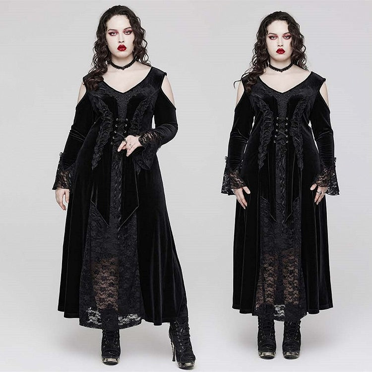 Plus Size Goth Black Lace Dress