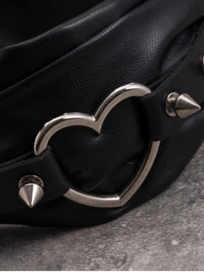 Black Gothic Criss-cross Heart Decorated Studs Design KC