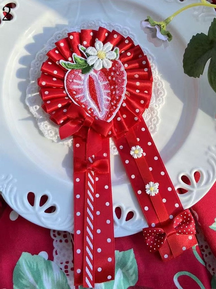 7 Options Cherry/Strawberry/Cake Applique Bowknot Details Polka-dot Pattern Brooch/Hairclip