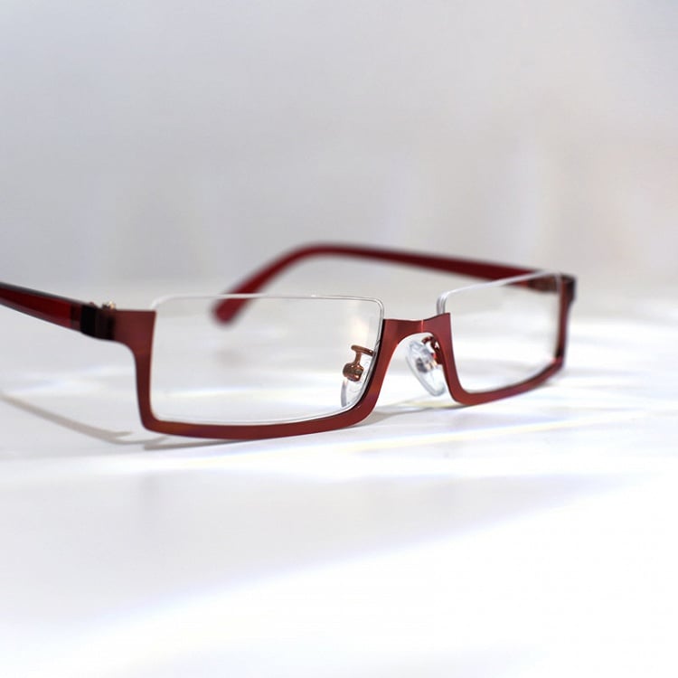 Cyberpunk Gothic Wine Red/Black Half-Frame Glasses