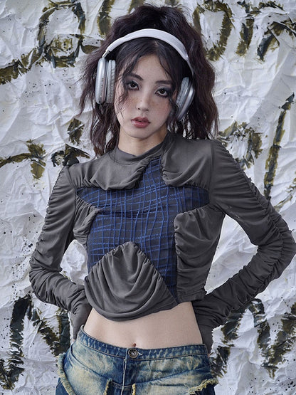 Punk Star Design Dark Grey Long Sleeves Top