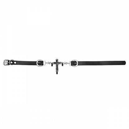 Black Gothic PU Cross Choker