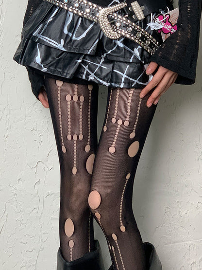 Black Gothic Cut-out Asymmetrical Design Tights