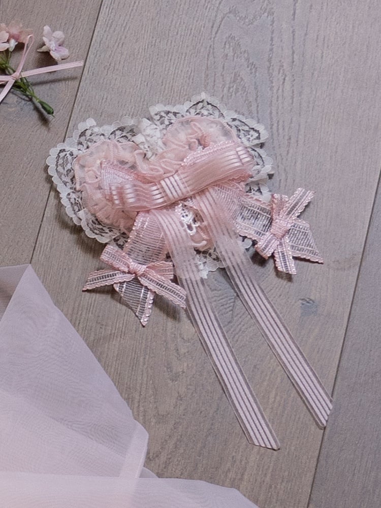Pink Bows Heart-shaped Hairclip