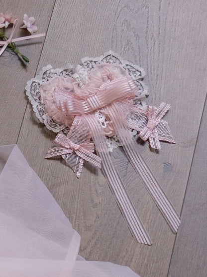Pink Bows Heart-shaped Hairclip