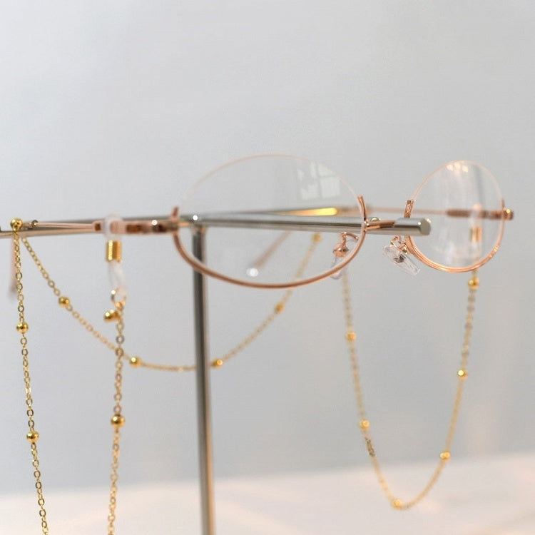 Gold Cyberpunk Semi-rimless Glasses + Chain Accessory