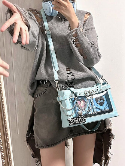 Detachable Chains Blue Ita Shoulder Bag