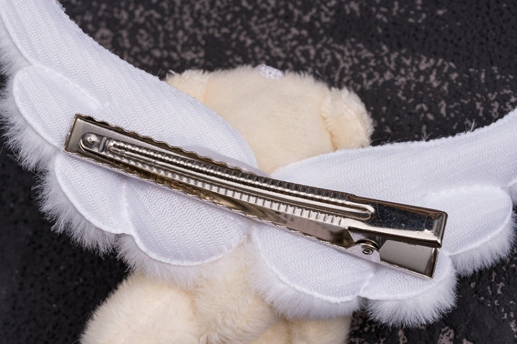 Plush Angel Wings White Handmade Teddy Hairclip