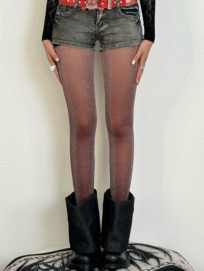 Black/Brown/Gray/Red Semi-sheer Tights